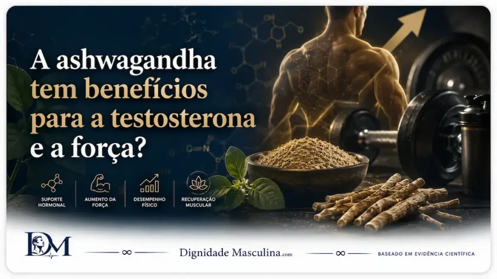 Ashwagandha e testosterona, treino de força e recuperação muscular.