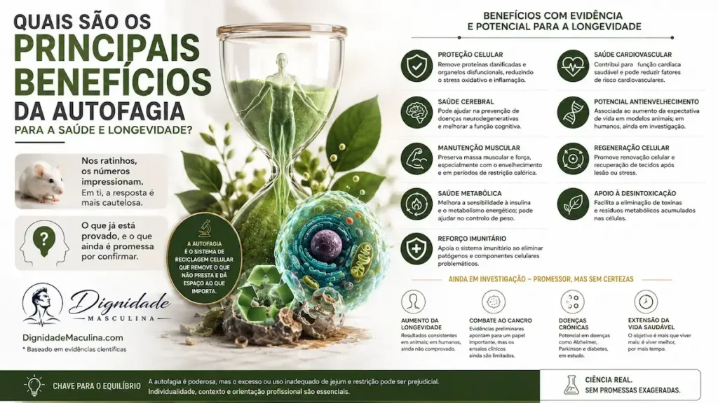 Benefícios da autofagia para a longevidade.