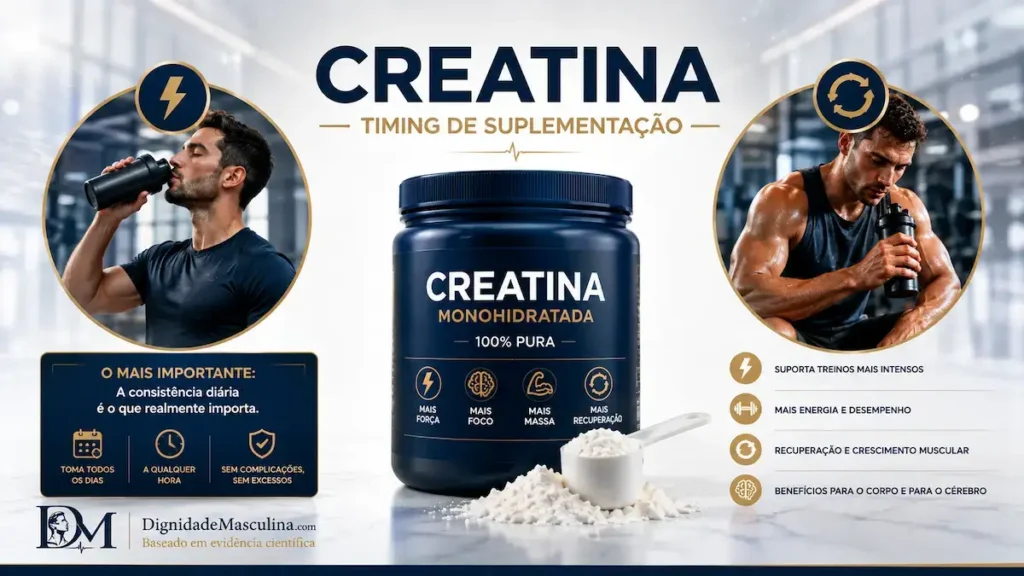 Creatina antes ou depois do treino, timing de suplementação.