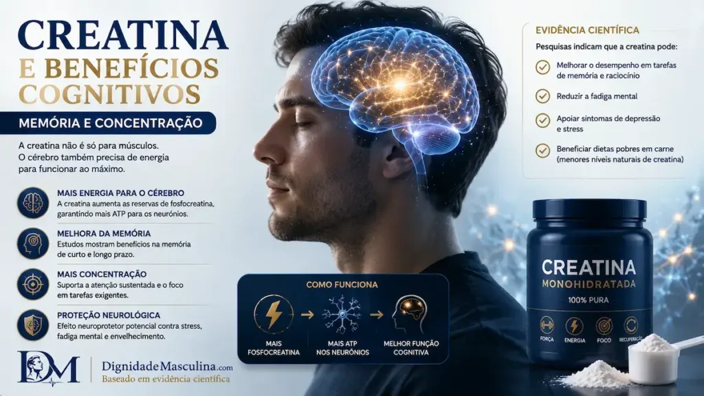 Creatina e benefícios cognitivos, memória e concentração.