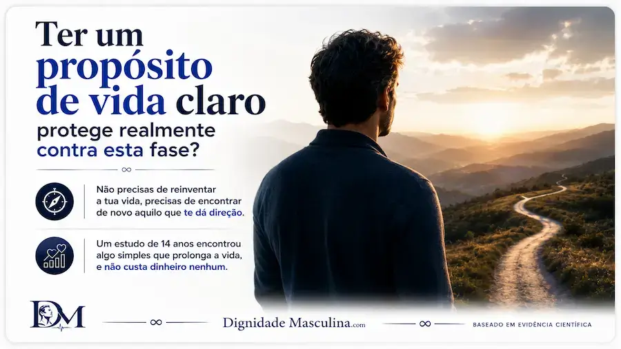"Homem a trabalhar em algo com significado, ilustrando o papel do propósito de vida na meia-idade"