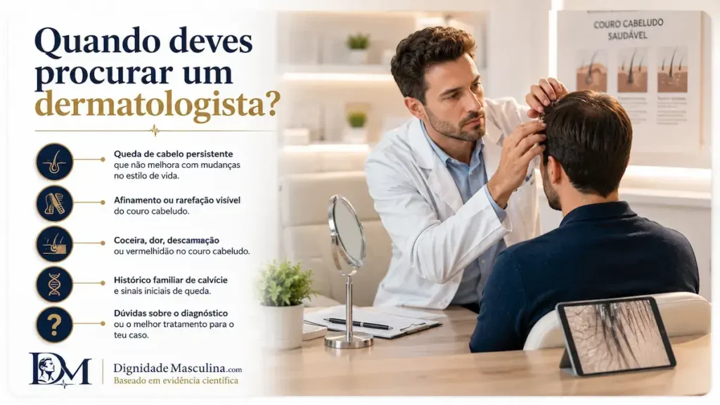 Consulta com dermatologista para avaliação de queda de cabelo