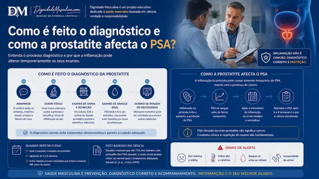 Diagnóstico de prostatite e efeito temporário no PSA.
