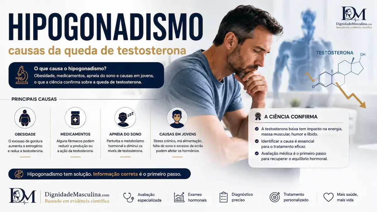 Hipogonadismo e causas da queda de testosterona.