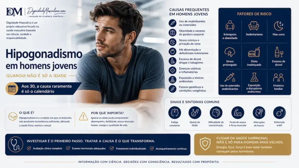 Hipogonadismo em homens jovens, causas e factores de risco.