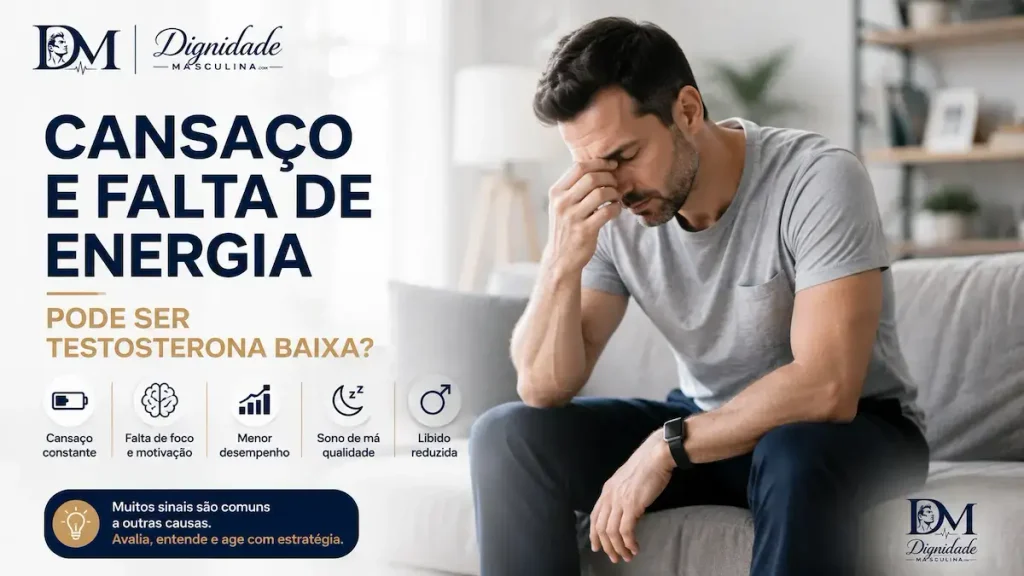 Homem cansado, sinal pouco específico de testosterona baixa