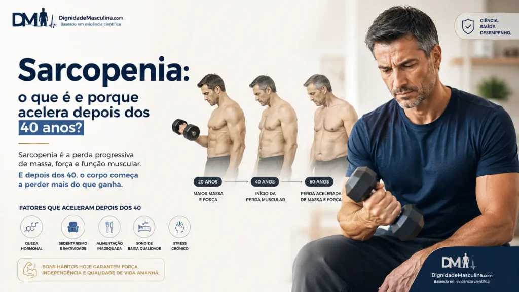 Homem a perder força muscular com a idade, sinal de sarcopenia