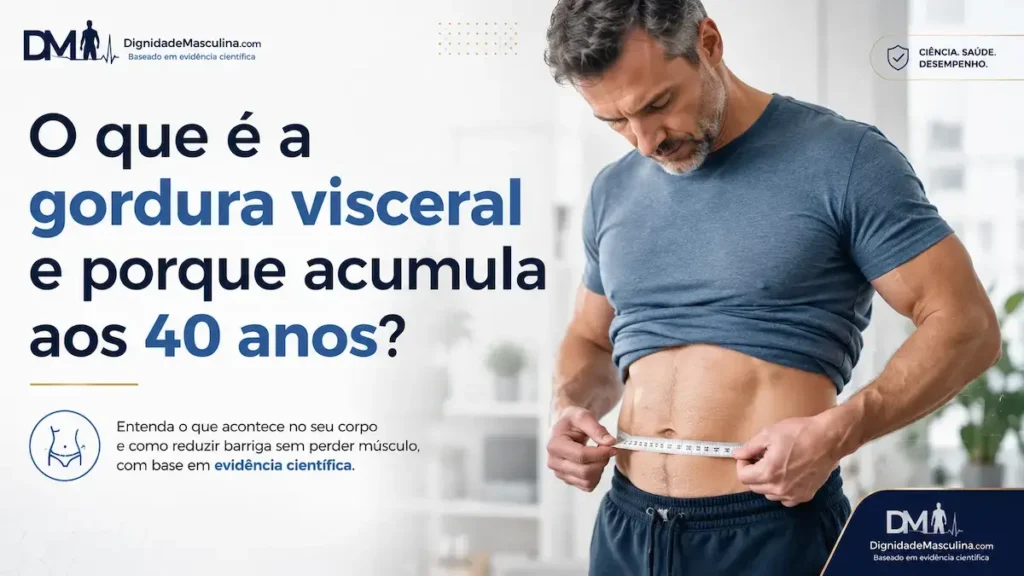 Homem a medir o perímetro abdominal para avaliar gordura visceral.