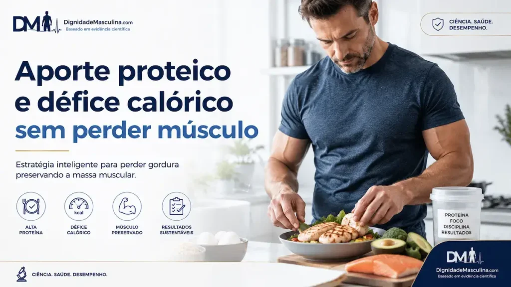 Homem a preparar refeição rica em proteína como parte do protocolo para perder gordura sem perder músculo.