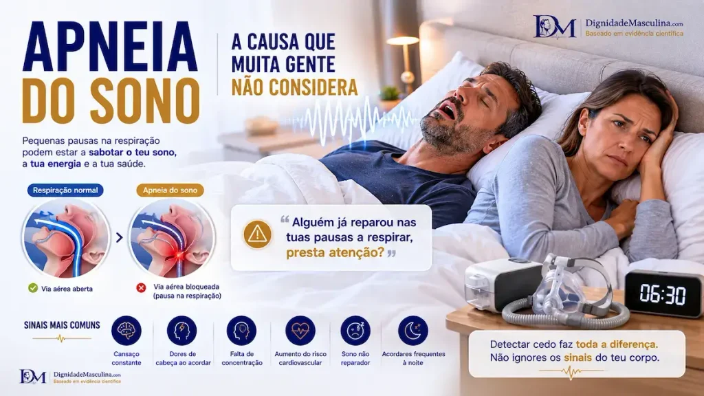 Homem a ressonar durante o sono, possível sinal de apneia.