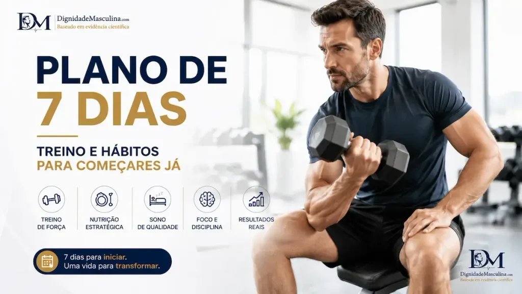 Homem a iniciar treino de força para travar a perda de massa muscular (fraqueza muscular)
