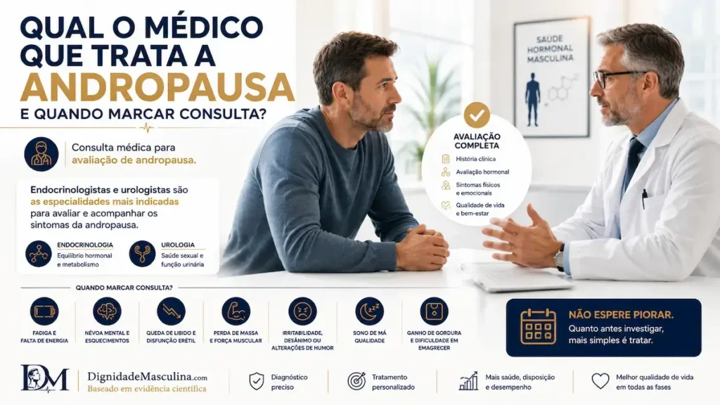 Consulta médica para avaliação de andropausa.