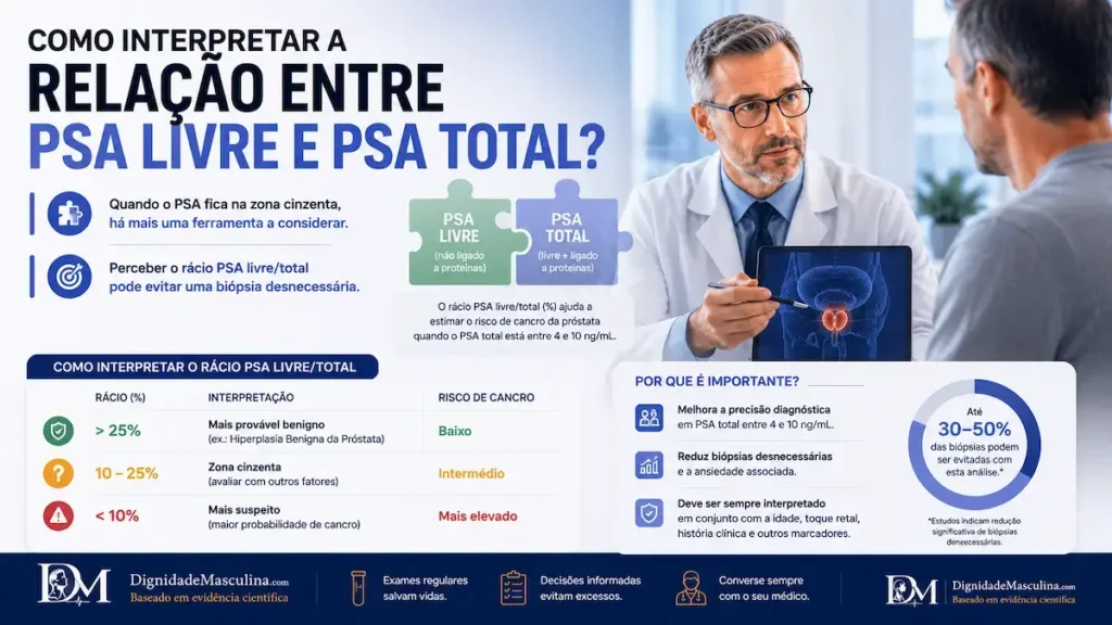 Médico a explicar resultado de exame de PSA a paciente