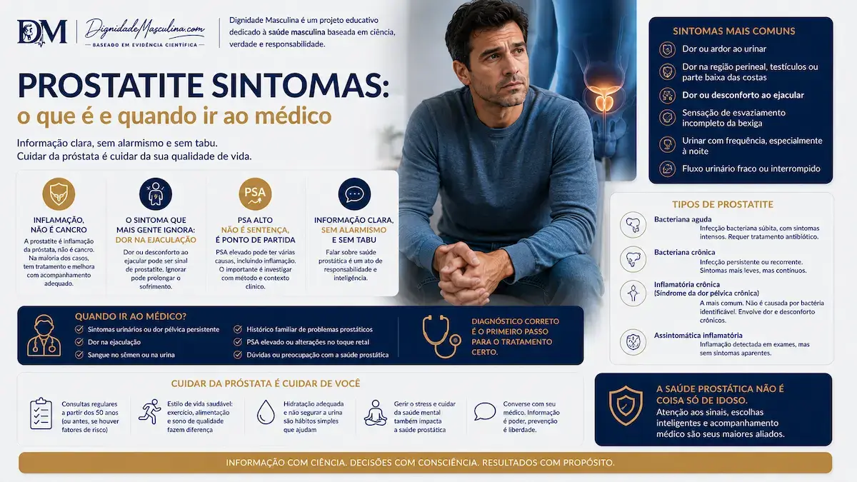 Prostatite sintomas e quando procurar avaliação médica.