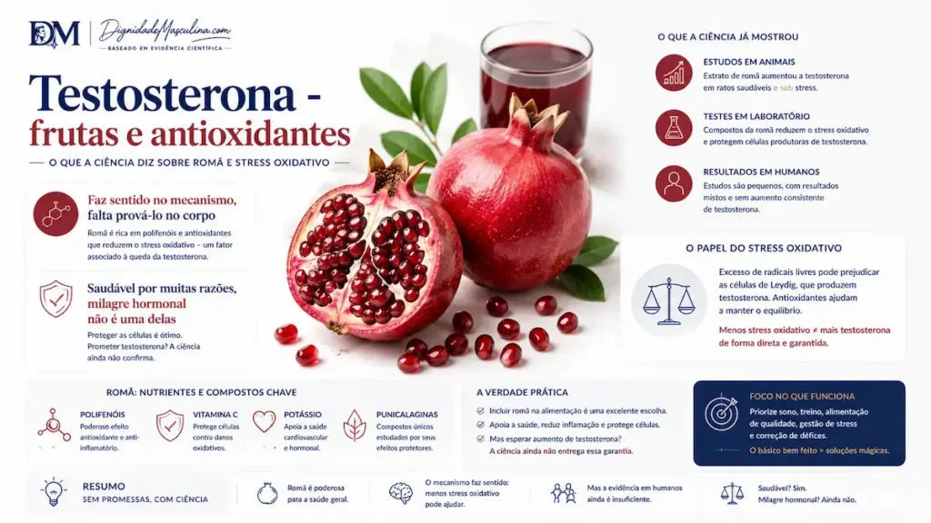 Romã e antioxidantes, evidência sobre testosterona.