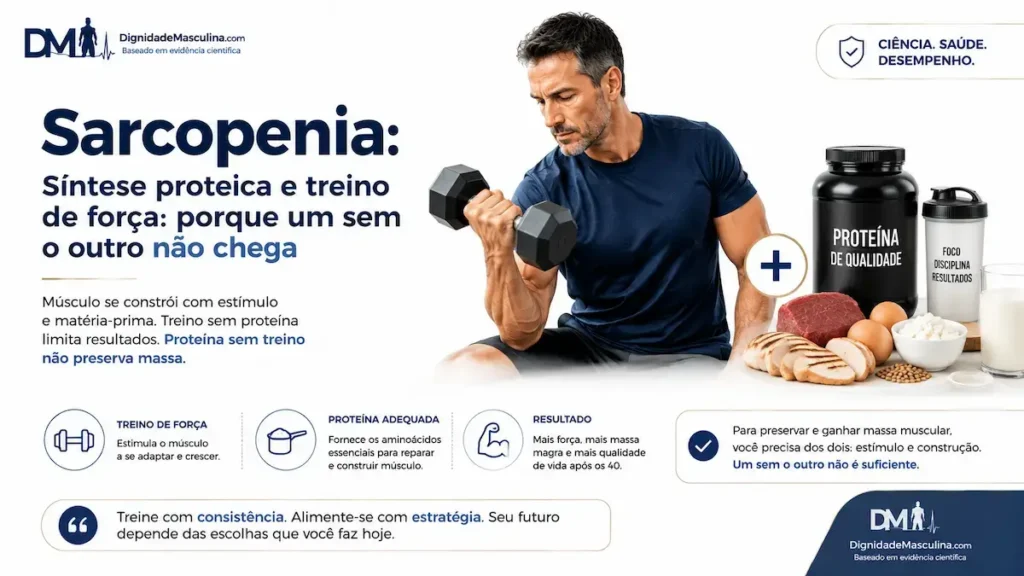 Treino de força combinado com proteína para preservar massa muscular