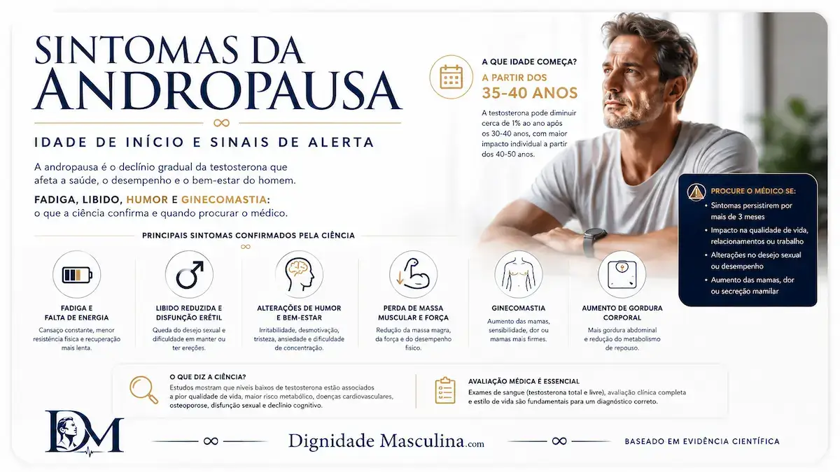 Sintomas da andropausa: idade de início e sinais de alerta