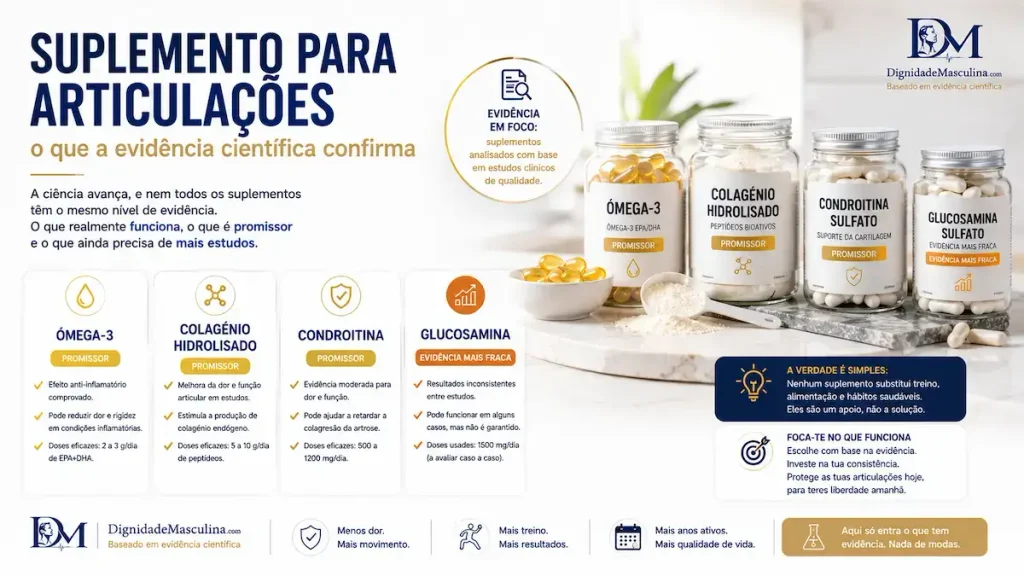 Dor nas articulações - Suplementos para articulações com evidência científica, colagénio e ómega-3