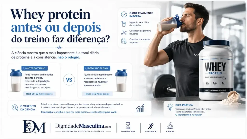 Whey protein antes ou depois do treino, timing de suplementação.
