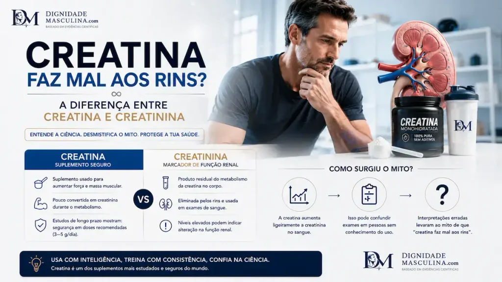 Diferença entre creatina e creatinina, origem do mito sobre os rins.