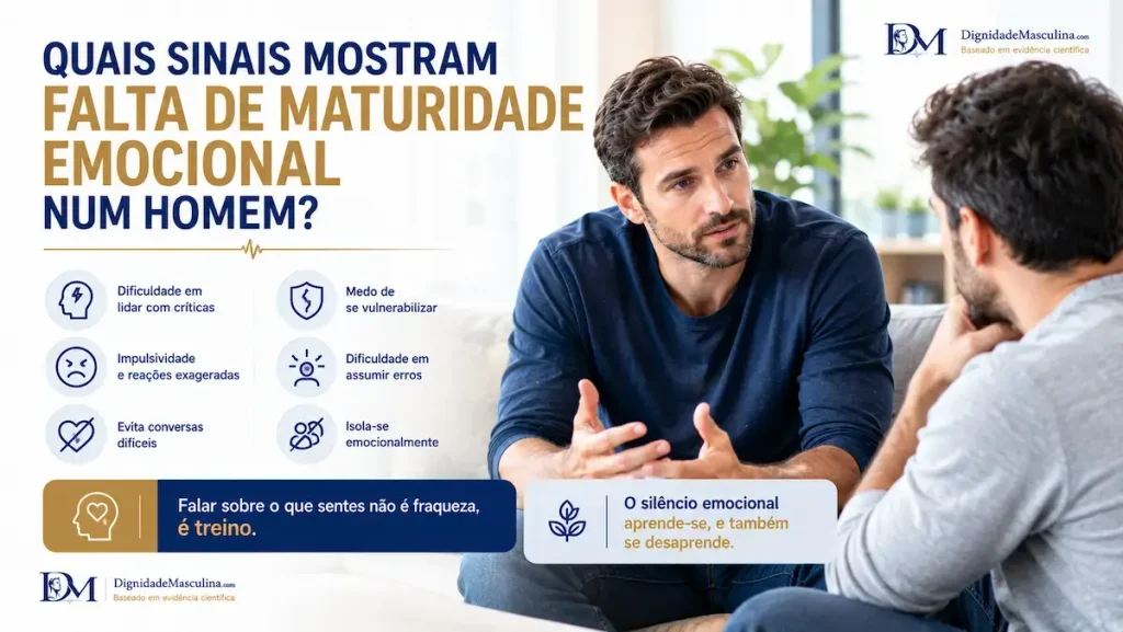 Dois homens numa conversa sobre emoções e vulnerabilidade e respetiva imaturidade emocional.