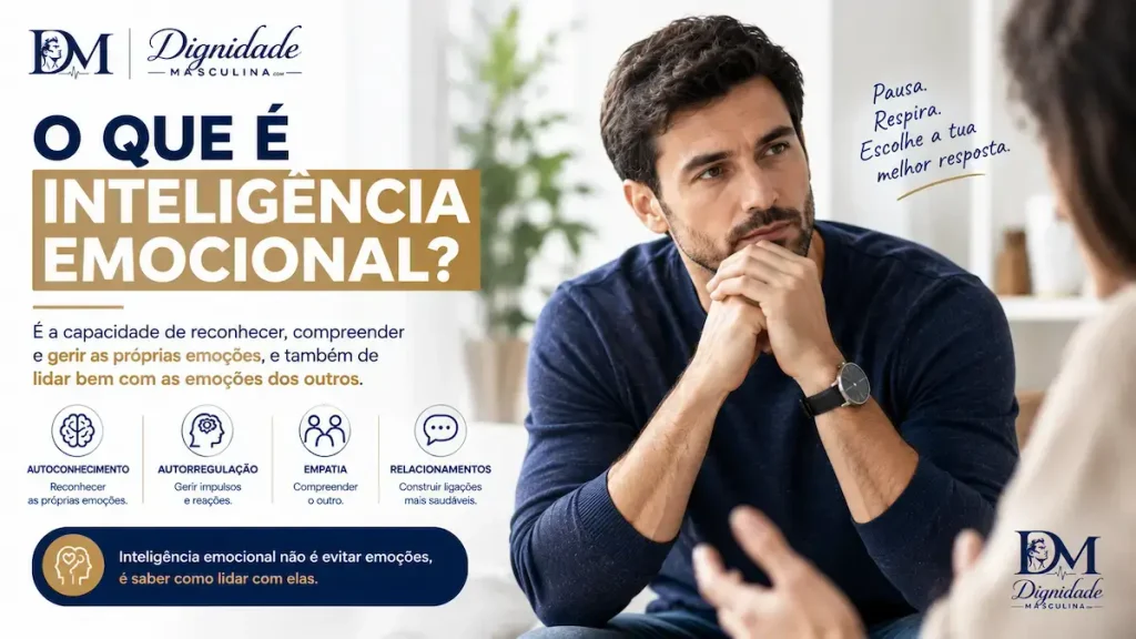 Homem a fazer uma pausa antes de reagir a uma situação emocional
