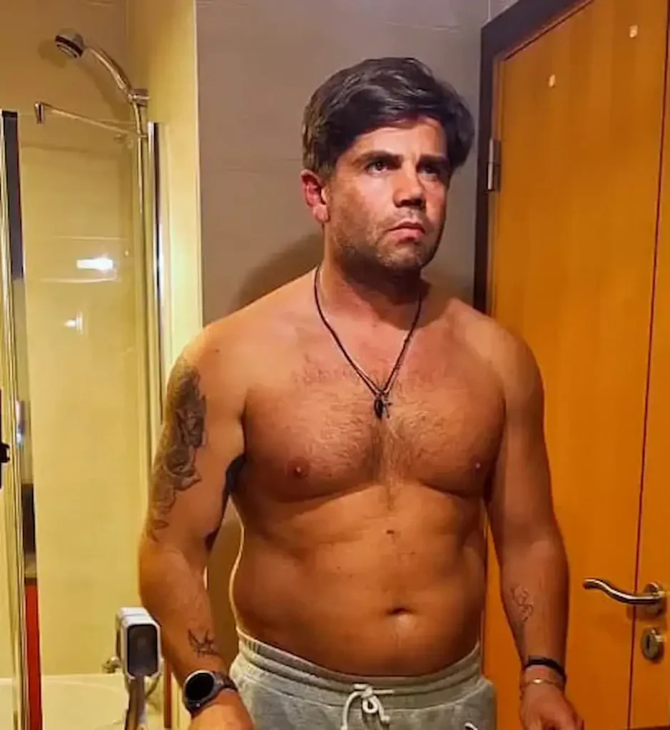 Bruno Silva, antes de perder 24 quilos depois dos 40 anos. Antes da transformação física, com 104 quilos.