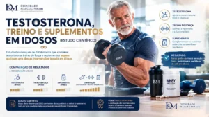 Homem mais velho a treinar força, testosterona e suplementação combinadas